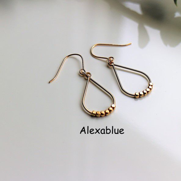 Tiny Beads Drop Earrings K14GF Drop Hoop Earrings