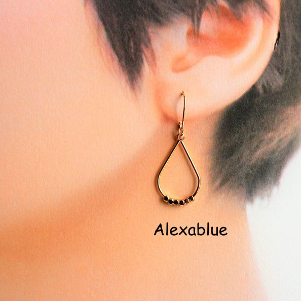 Tiny Beads Drop Earrings K14GF Drop Hoop Earrings