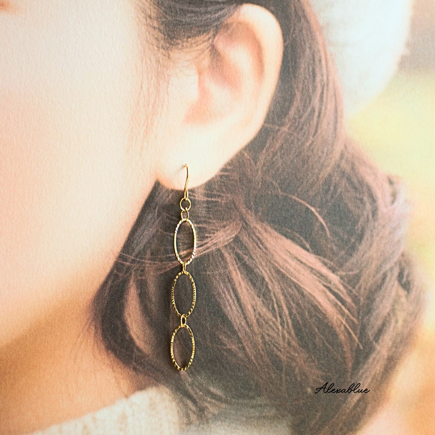 Opal Chain Earrings K14GF Earrings Simple Earrings