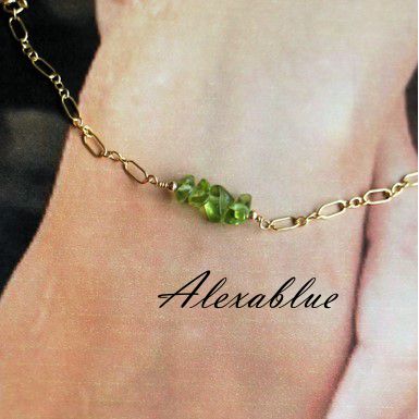 Peridot Bracelet, August Birthstone, K14GF