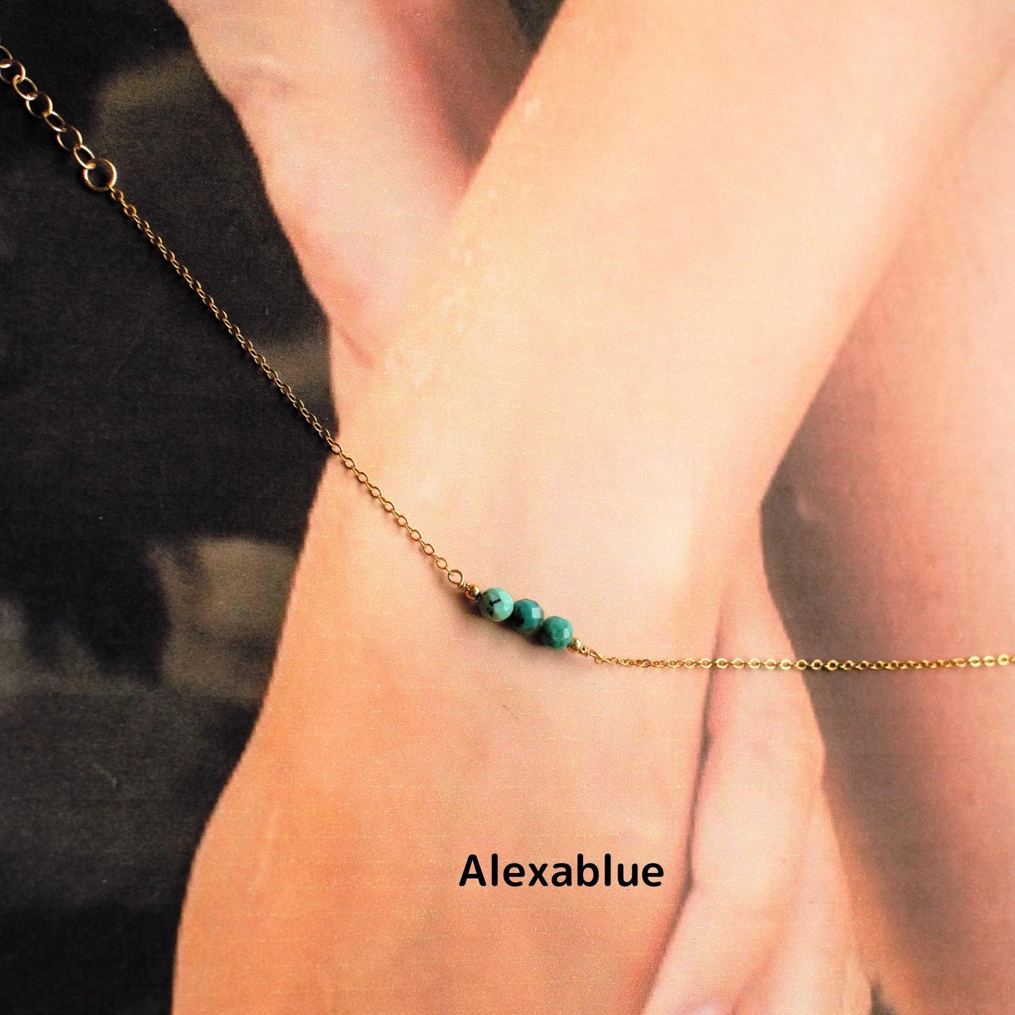 2-Way Amazonite Bracelet Anklet K14GF Bracelet Natural Stone Anklet