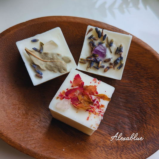 Aroma Soy Candle Cubes, Set of 4 - Natural Stones & Herbs, for Candle Warmers