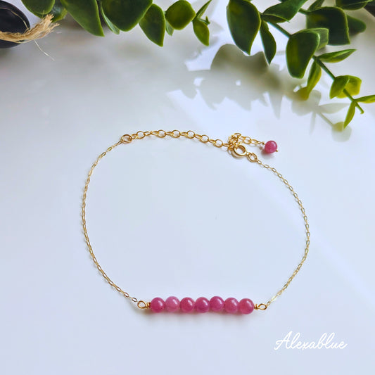Delicate and Adorable 2-Way Ruby Bracelet/Anklet - July Birthstone Ruby Natural Stone Dainty K10 Bracelet
