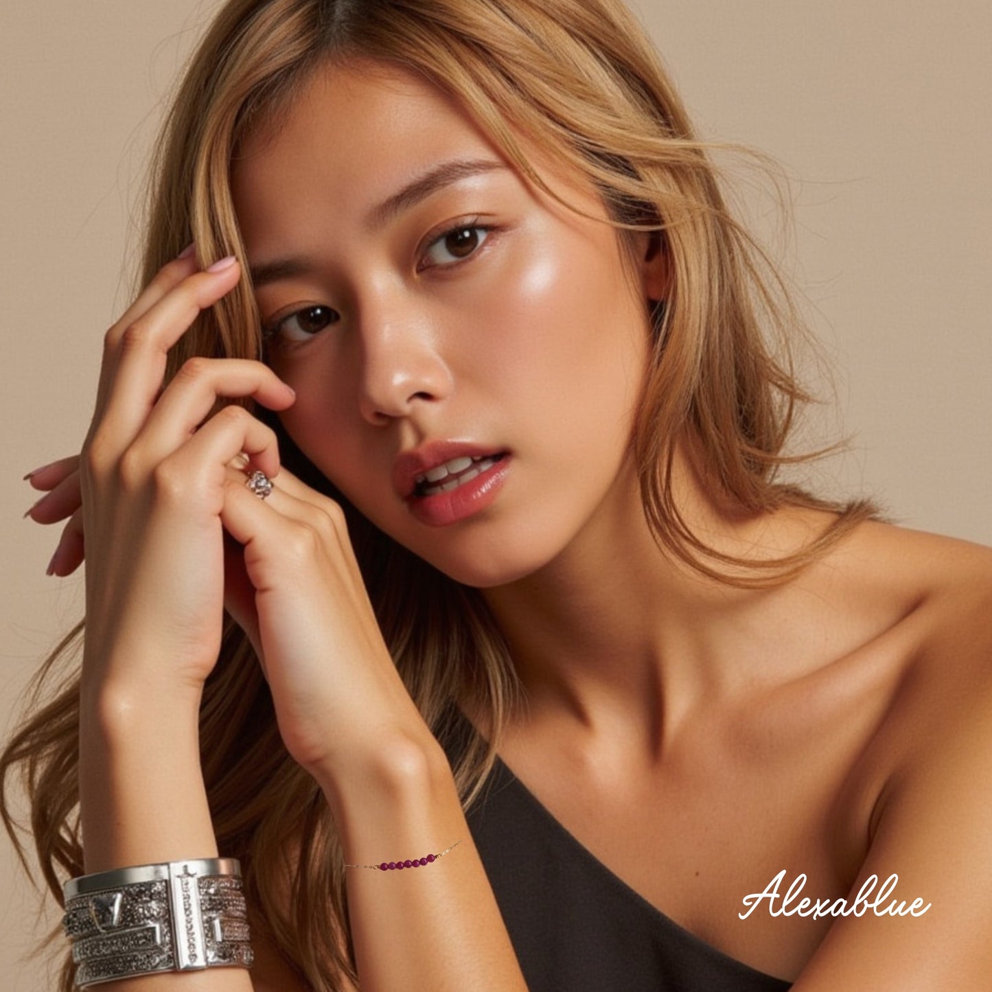 【2Way】大人の洗練ピンク。K10ルビーの華奢ブレスレット＆アンクレット / 7月誕生石・金属アレルギー対応