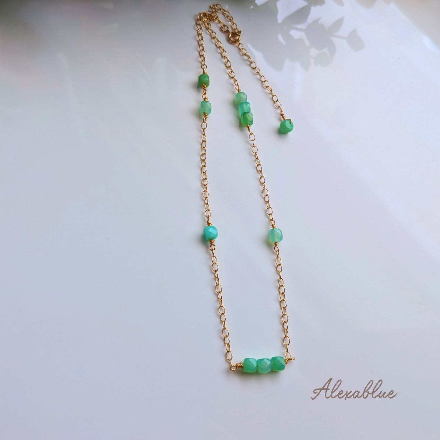 Chrysoprase K10 Necklace | Natural Stone Jewelry for Women and Men | Gift for Birthday | Handmade