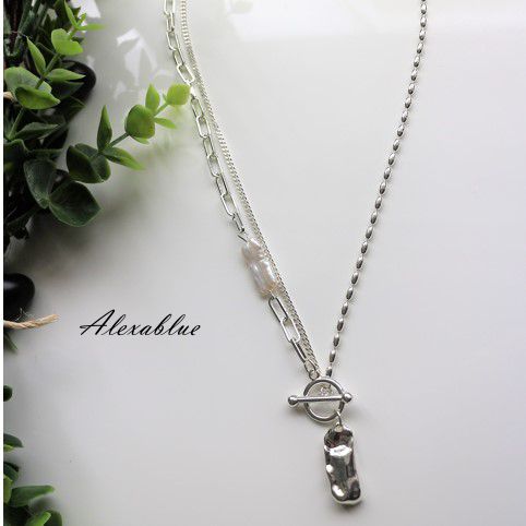 Pearl metal beans necklace