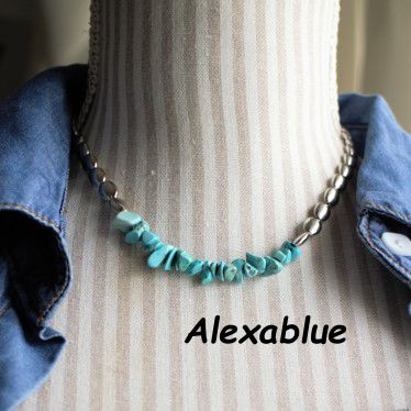Turquoise metal necklace (December birthstone)