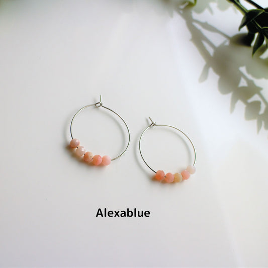 Coral Hoop Earrings, March Birthstone Earrings