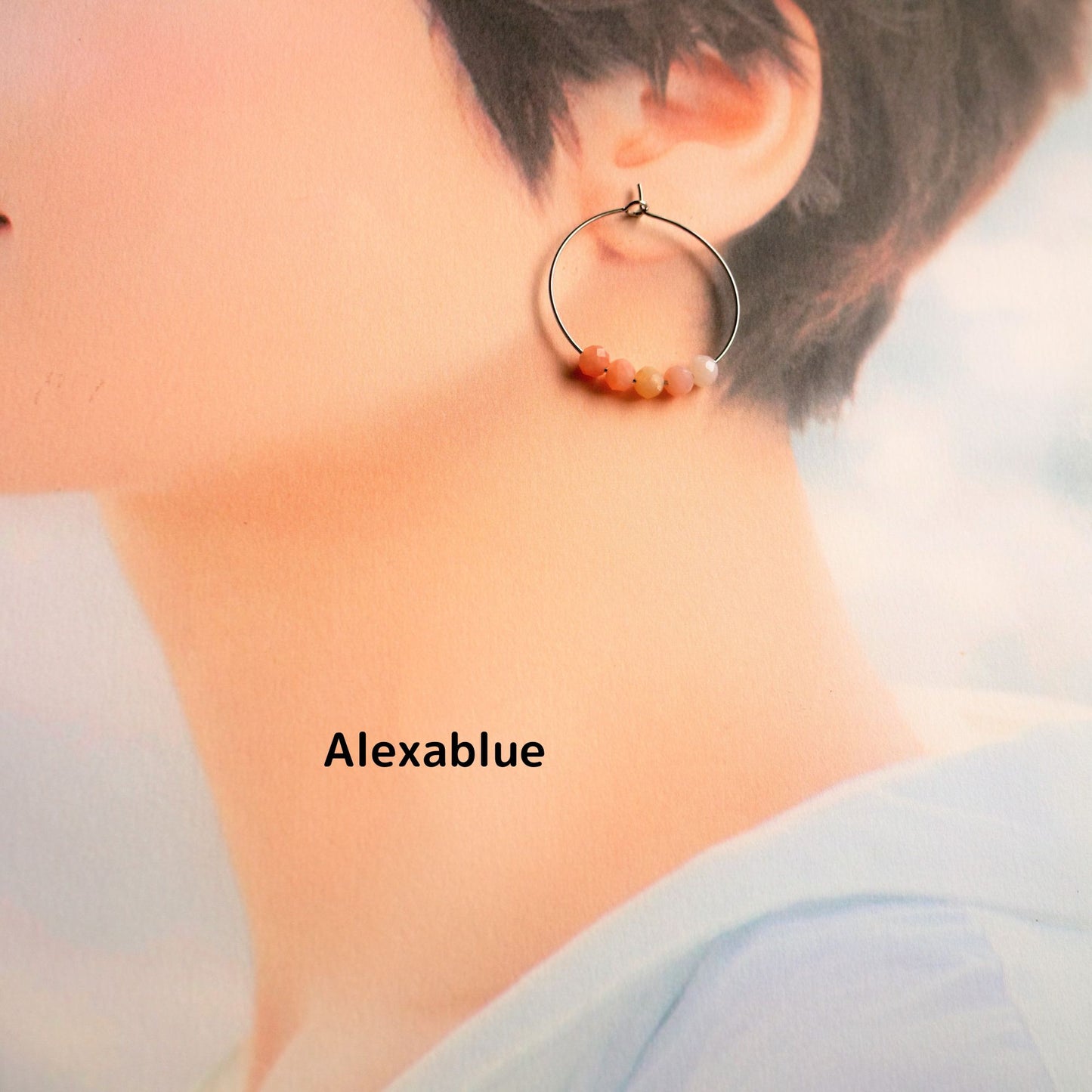 Coral Hoop Earrings, March Birthstone Earrings