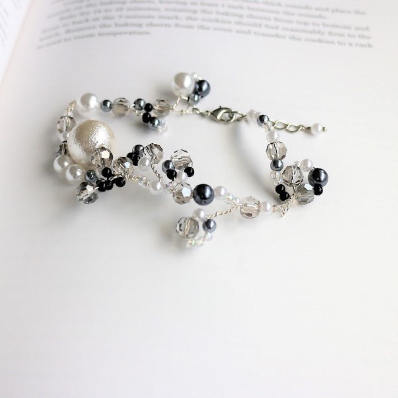 Adult Cotton Pearl Twig Bracelet Wedding Bridal Accessory