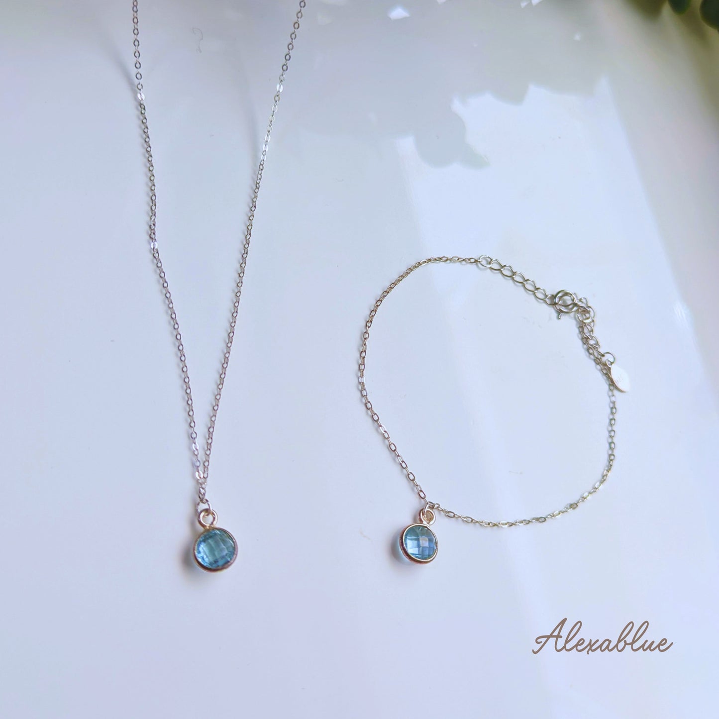 Sky Blue Topaz Necklace & Bracelet Set | S925 Sterling Silver Natural Stone Jewelry Elegant Gift November Birthstone Accessory