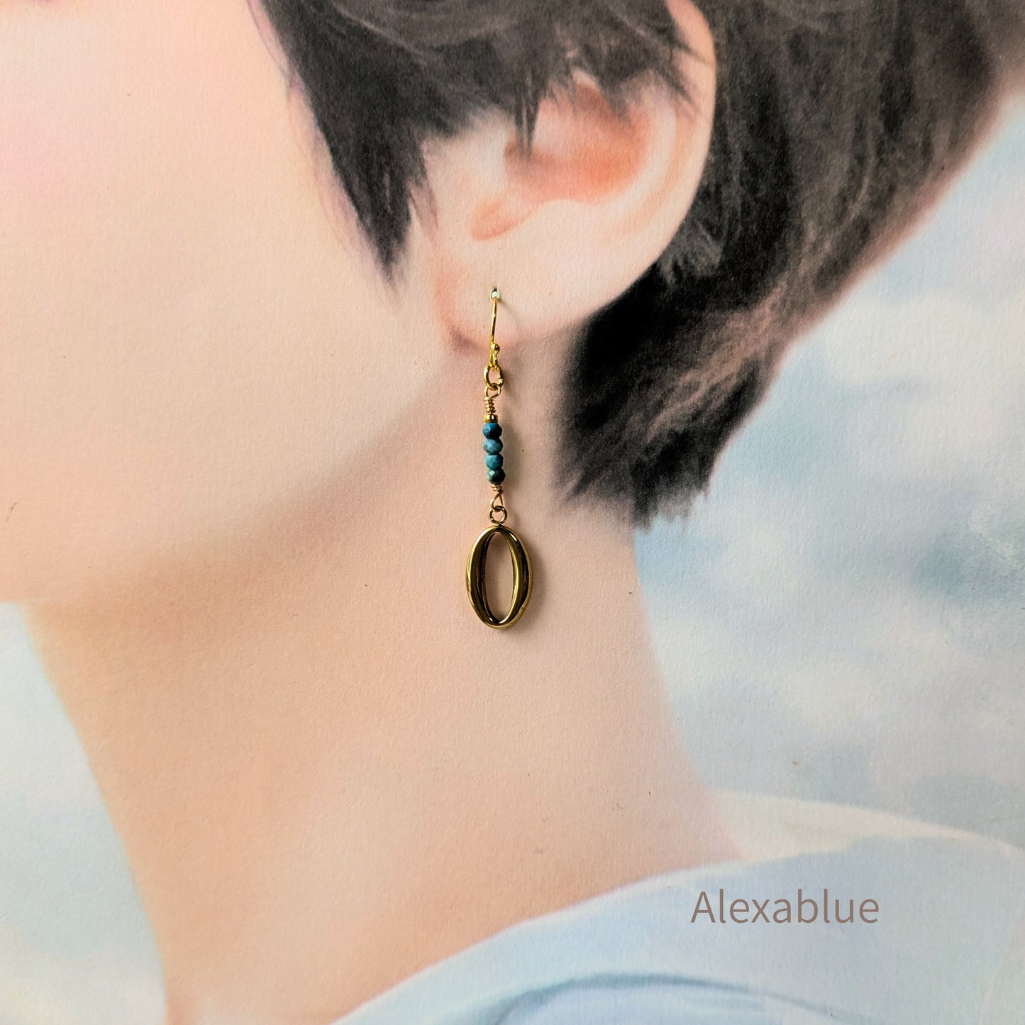 S925ゴールドプレート 小粒ブルーオパール ピアス / Tiny Blue Opal Drop Earrings