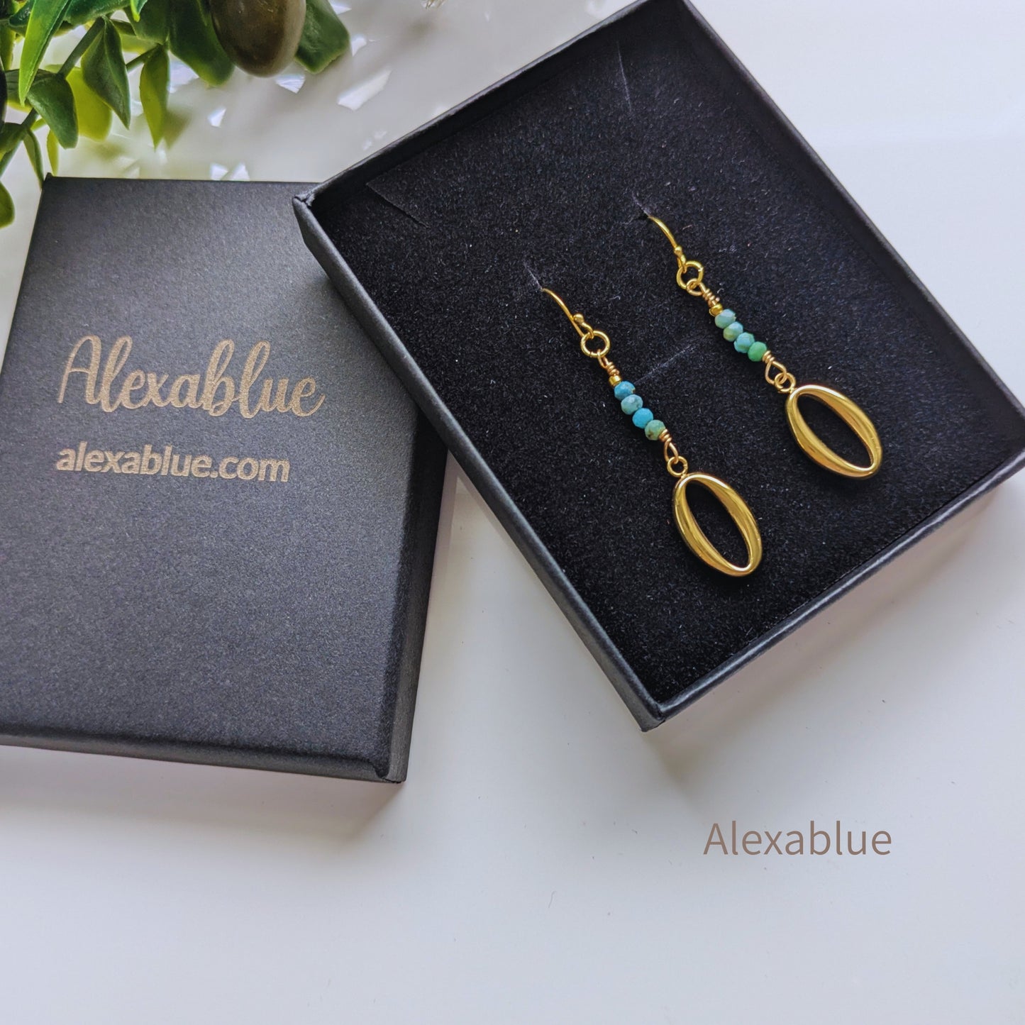 S925ゴールドプレート 小粒ブルーオパール ピアス / Tiny Blue Opal Drop Earrings