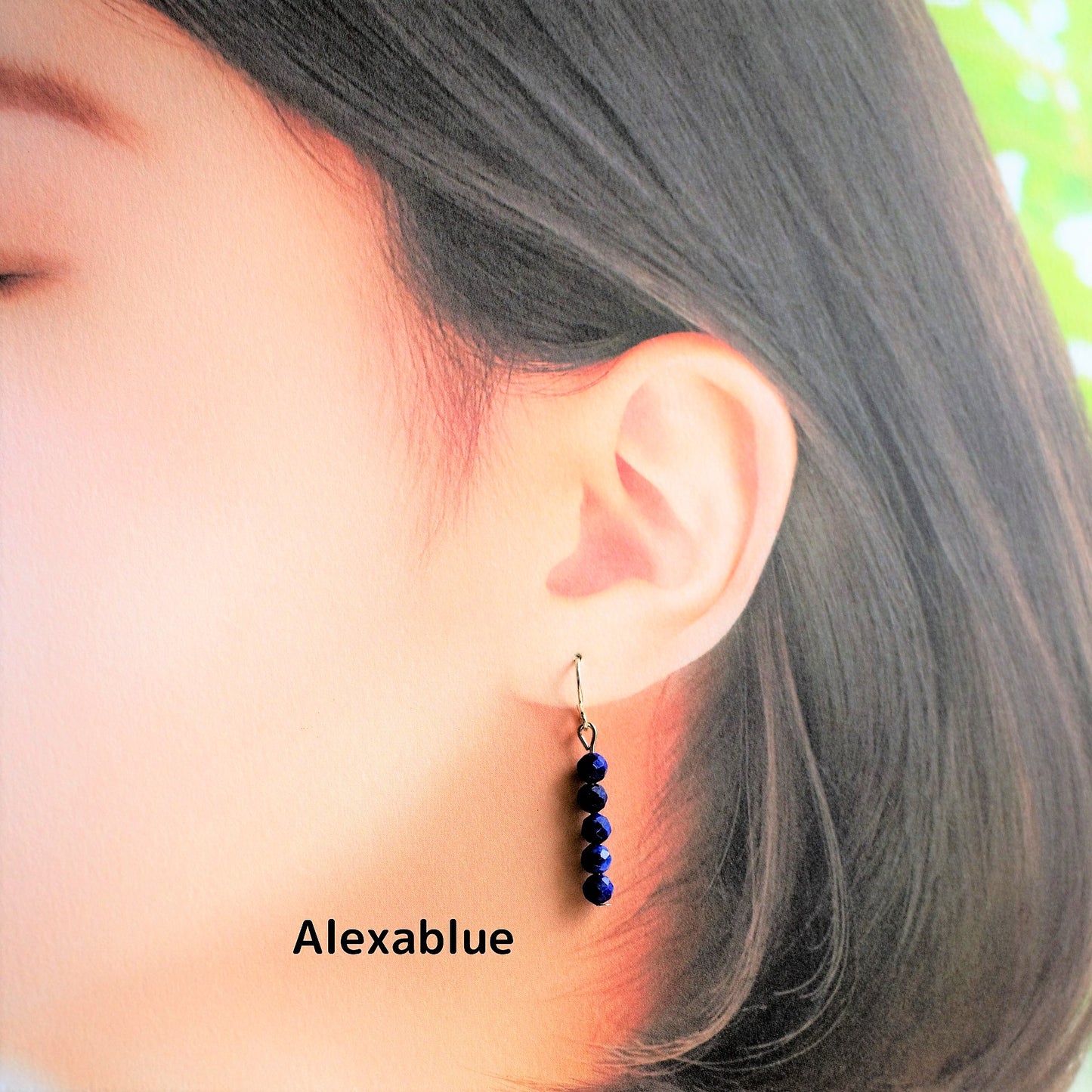 Lapis Lazuli Line Earrings - S925 Sterling Silver Natural Stone Earrings - December Birthstone Earrings