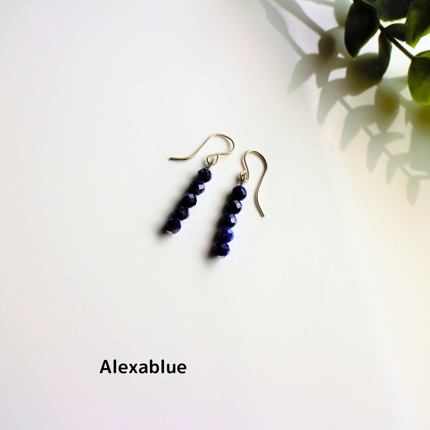 Lapis Lazuli Line Earrings - S925 Sterling Silver Natural Stone Earrings - December Birthstone Earrings