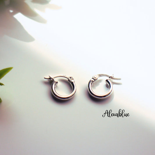 【ユニセックス】Silver 925 スモールモダンフープピアス / スターリングシルバー・ミニマル・Small Hoop Earrings・ギフト