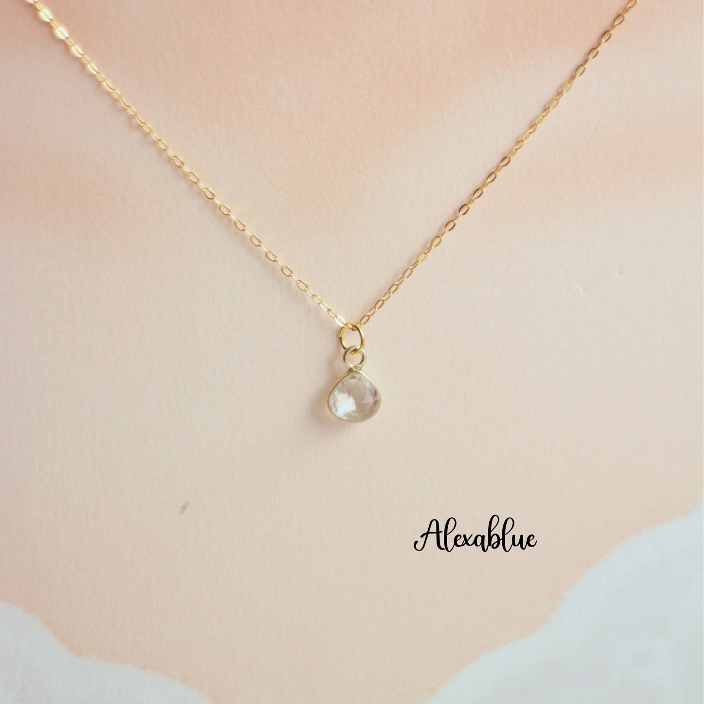 White Topaz Silver925 Necklace K18GP Natural Stone Necklace April Birthstone Necklace