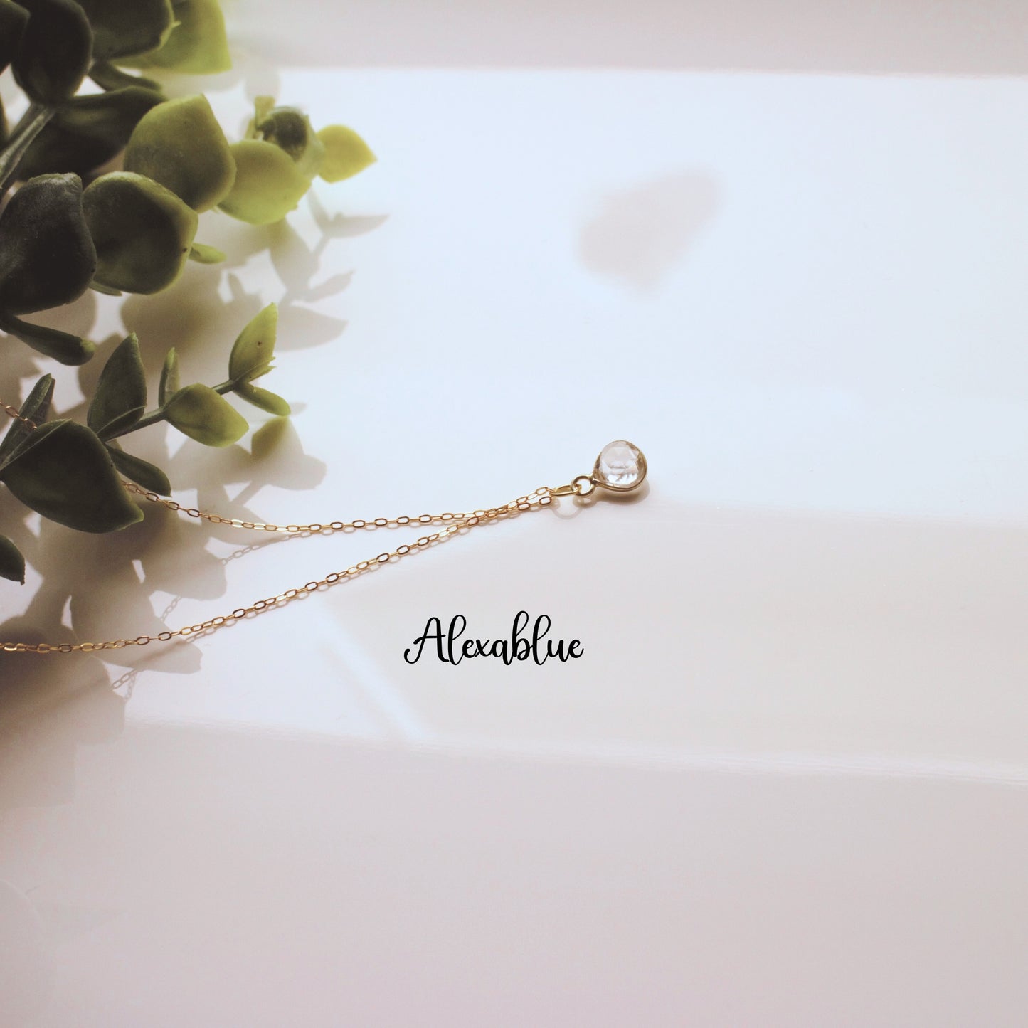 White Topaz Silver925 Necklace K18GP Natural Stone Necklace April Birthstone Necklace
