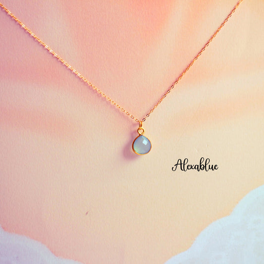 天然石シーブルーカルセドニーのマロンモダンネックレス / S925・スターリングシルバー・Sea Blue Chalcedony Necklace・ギフト