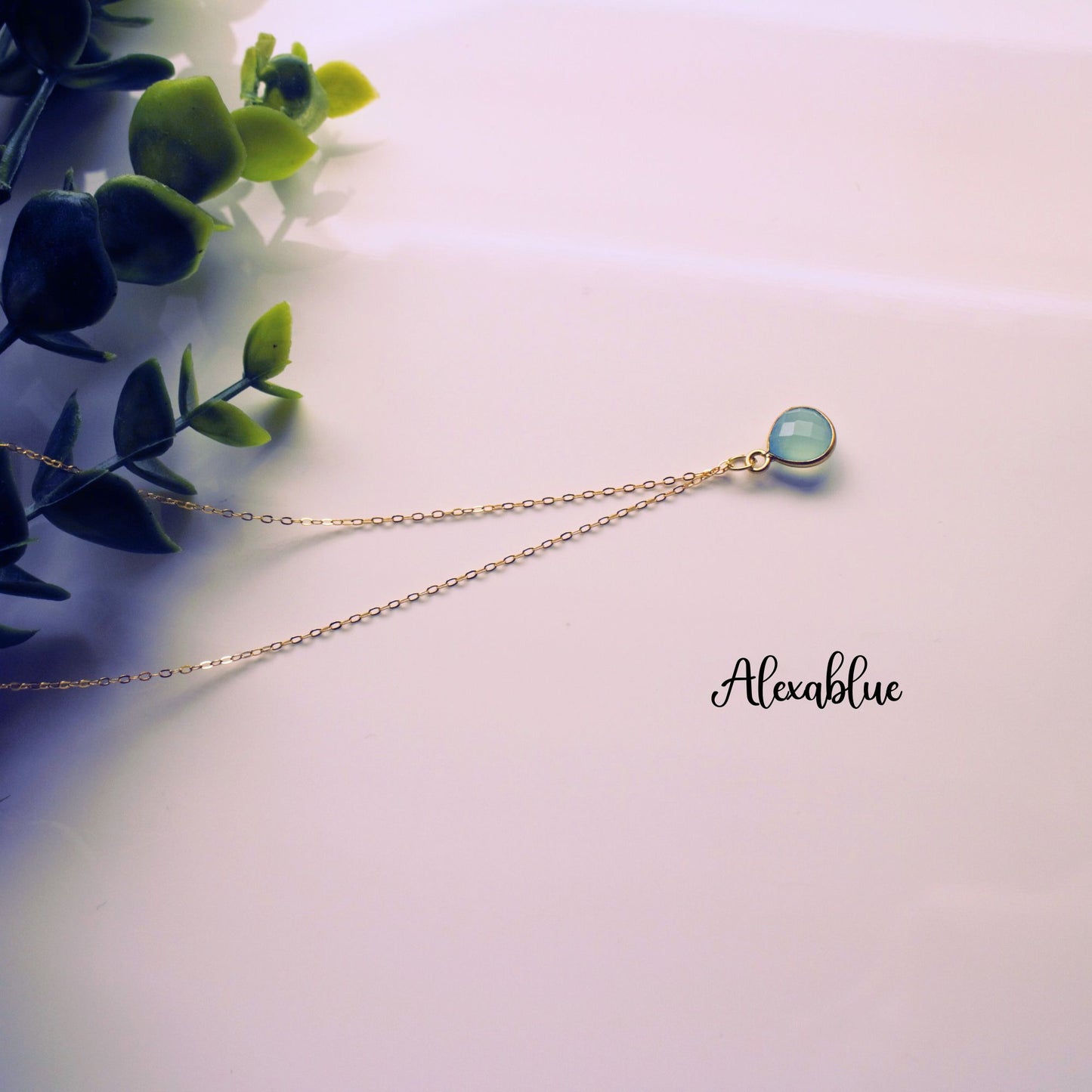 Chalcedony Blue Necklace Silver925 Necklace Natural Stone Necklace