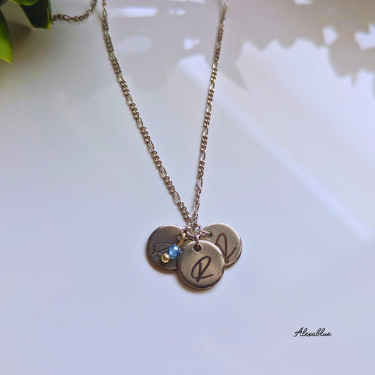Customizable Family Initial Coin Necklace S925 Necklace
