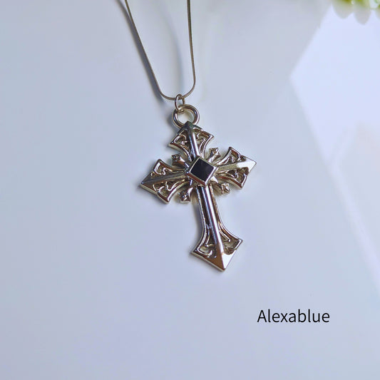 Onyx x Long Cross Necklace | Unisex Stainless Steel Simple Design For Men & Women - Also Recommended as a Gift