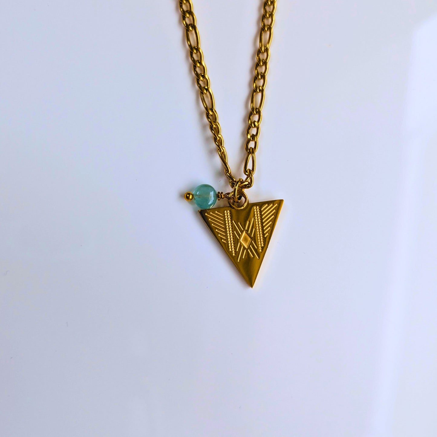 Ethereal Blue Grandidierite x Triangle Ethnic Necklace | Natural Stone Jewelry for Serenity and Freedom
