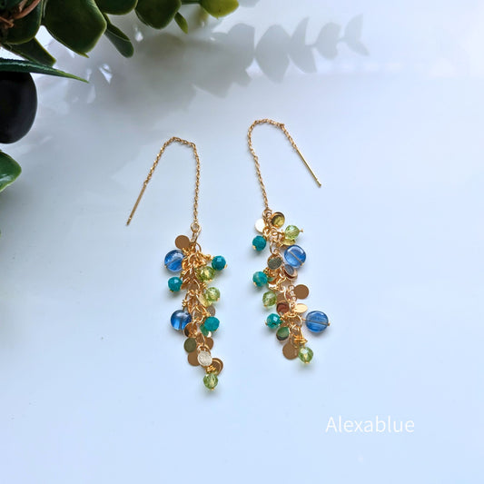 Peridot × Kyanite × Amazonite Luxe Earrings｜天然石3ストーン・ステンレスピアス 8月誕生石