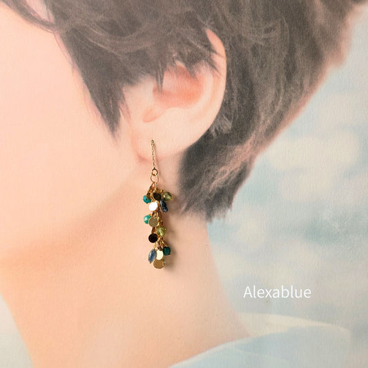 Peridot × Kyanite × Amazonite Luxe Earrings｜天然石3ストーン・ステンレスピアス 8月誕生石