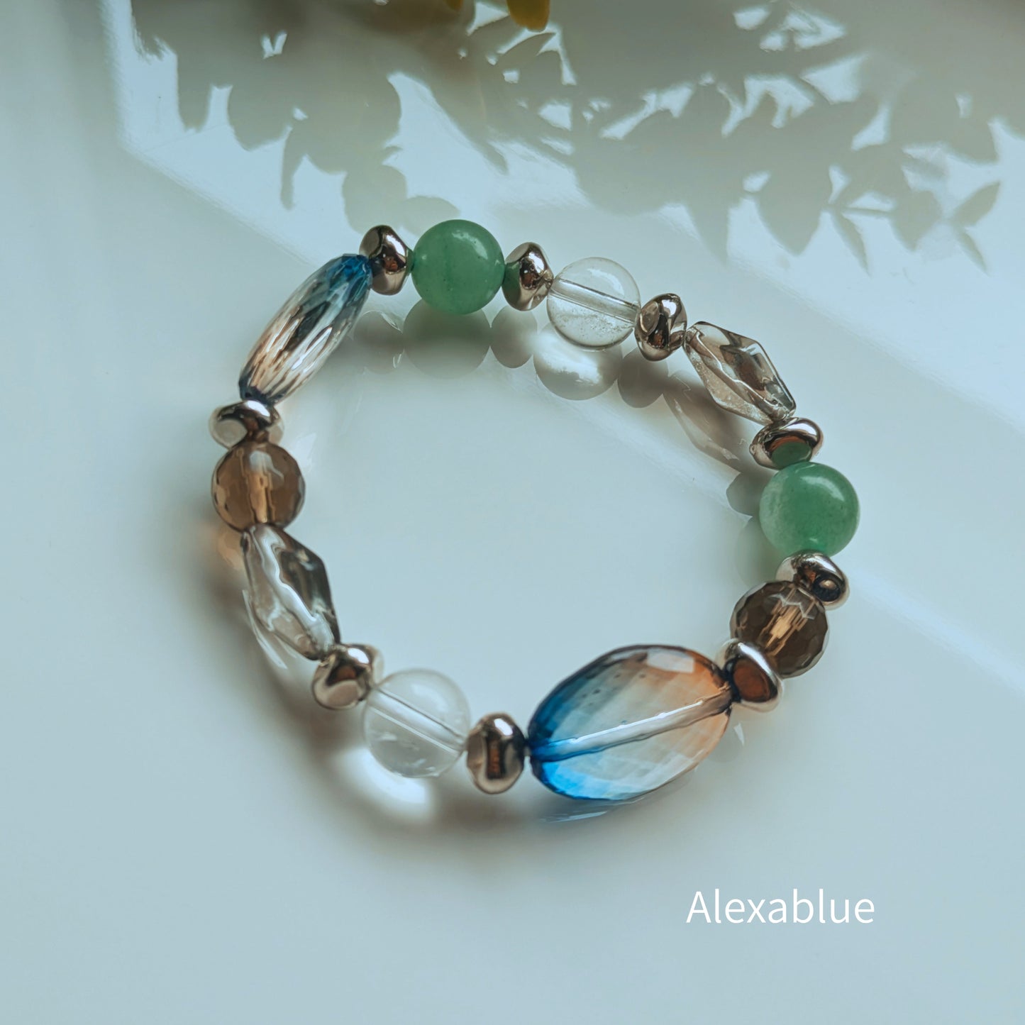 【Coordinate Set】アベンチュリン・スモーキークォーツ ボリュームジュエリー 2点セット｜ブレスレット＆ステンレスピアス［alexablue］