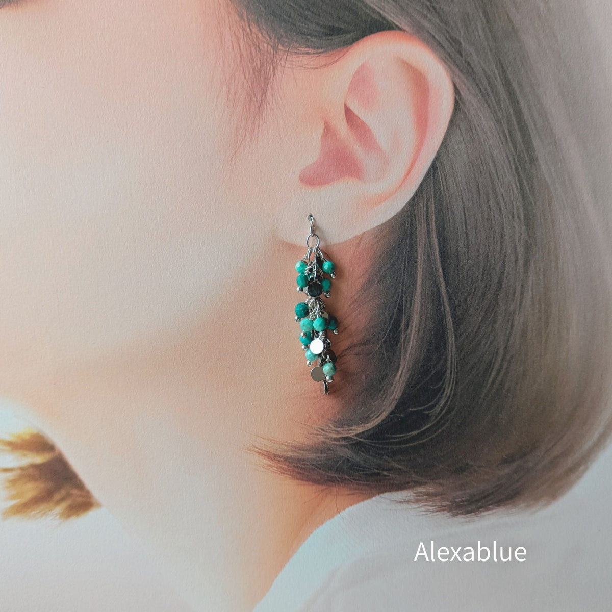 Turquoise Jewelry Set｜Stainless American Earrings & Bracelet