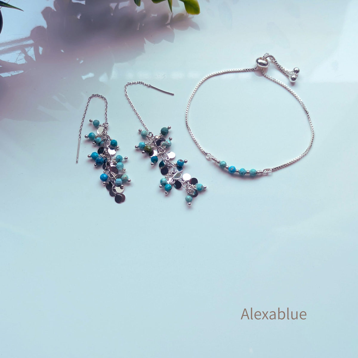 Turquoise Jewelry Set｜Stainless American Earrings & Bracelet