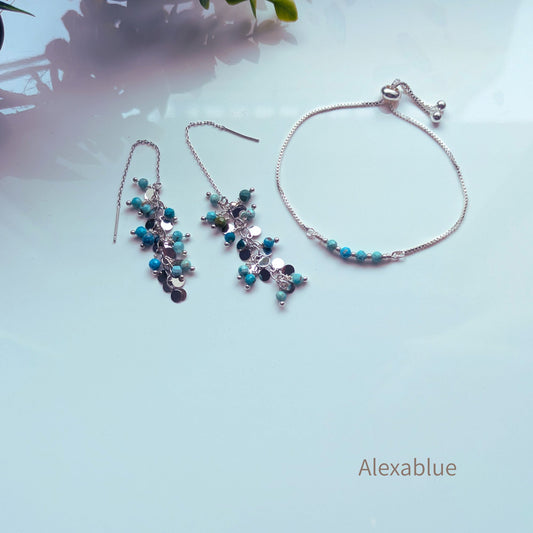 Turquoise Jewelry Set｜Stainless American Earrings & Bracelet