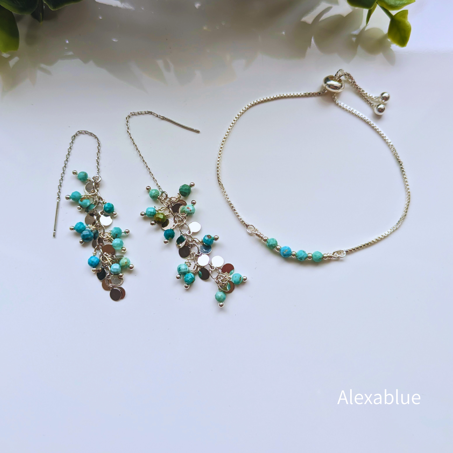 Turquoise Jewelry Set｜Stainless American Earrings & Bracelet