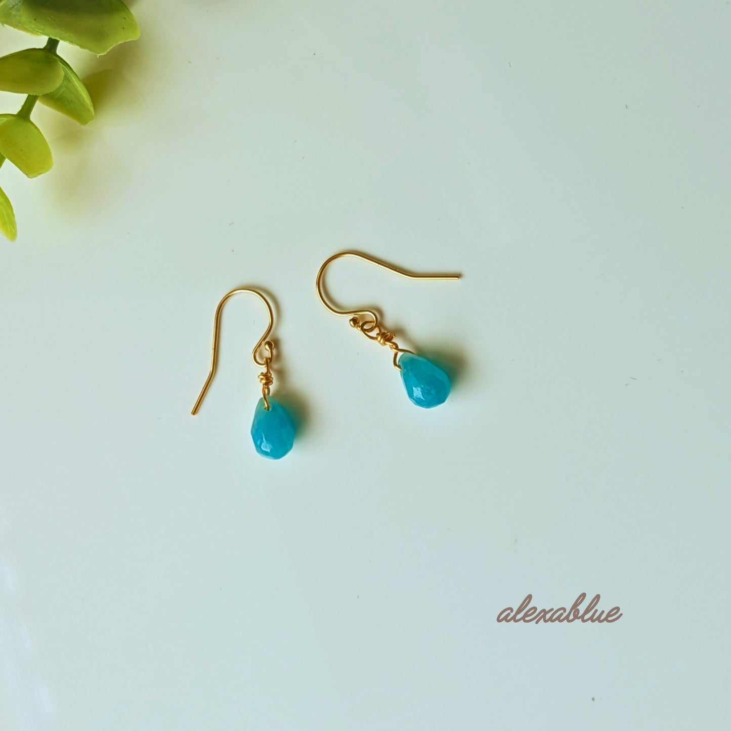 Amazonite Earrings K14gf | Natural Stone Earrings | Cute and Dainty | Hypoallergenic | Free Shipping | Free Gift Wrapping
