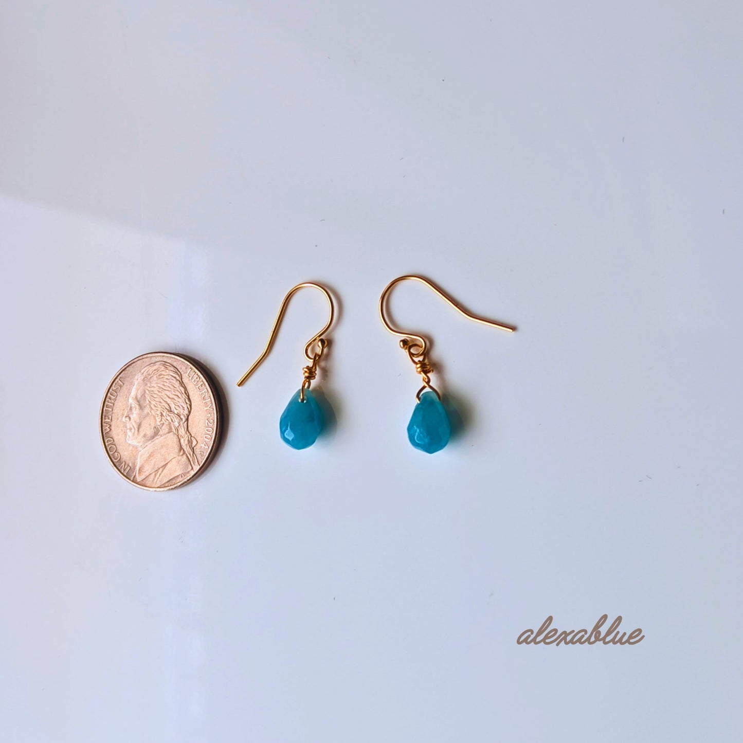 Amazonite Earrings K14gf | Natural Stone Earrings | Cute and Dainty | Hypoallergenic | Free Shipping | Free Gift Wrapping