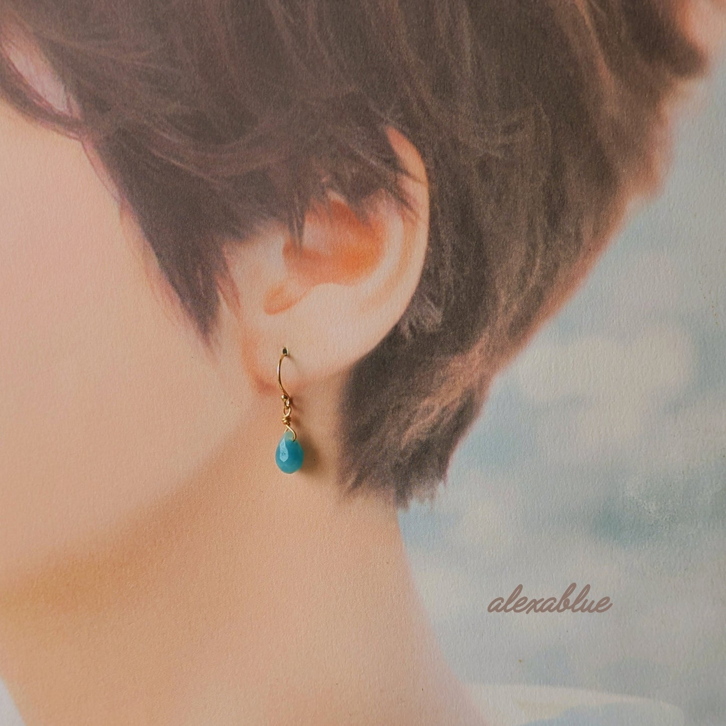Amazonite Earrings K14gf | Natural Stone Earrings | Cute and Dainty | Hypoallergenic | Free Shipping | Free Gift Wrapping