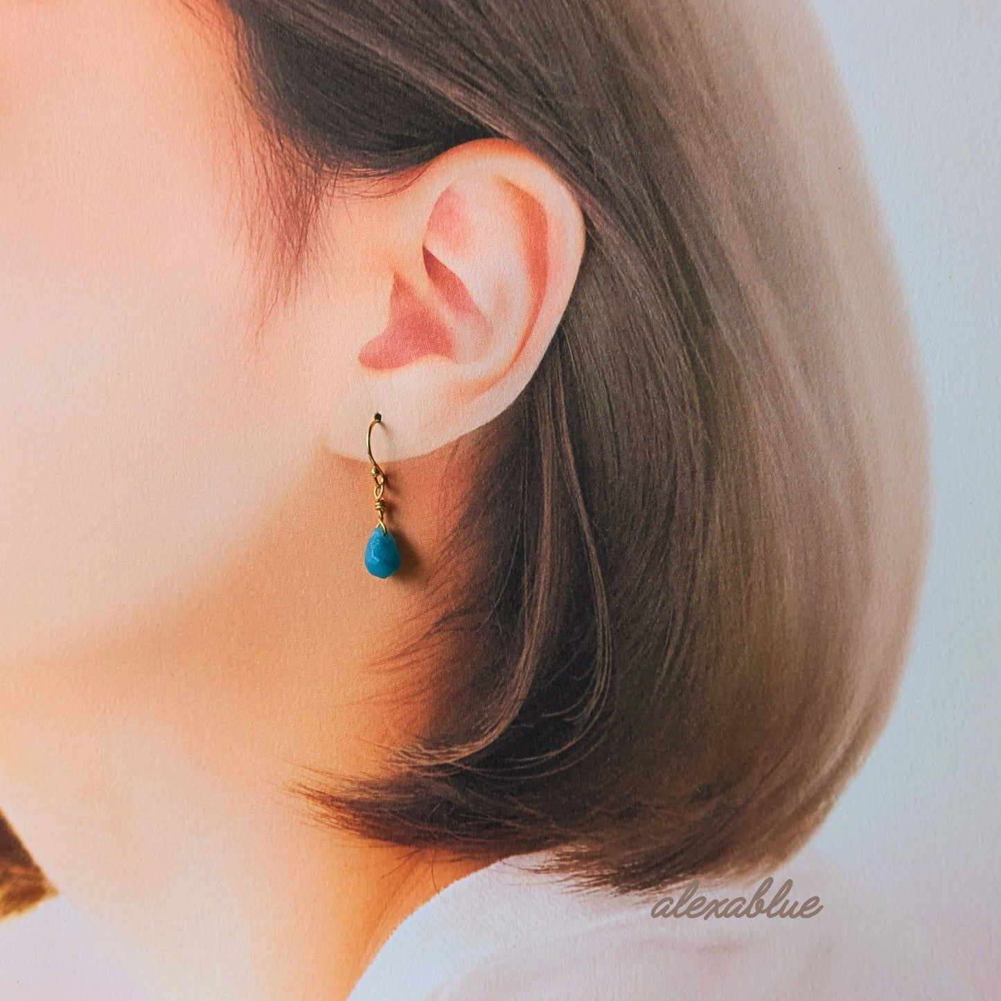Amazonite Earrings K14gf | Natural Stone Earrings | Cute and Dainty | Hypoallergenic | Free Shipping | Free Gift Wrapping