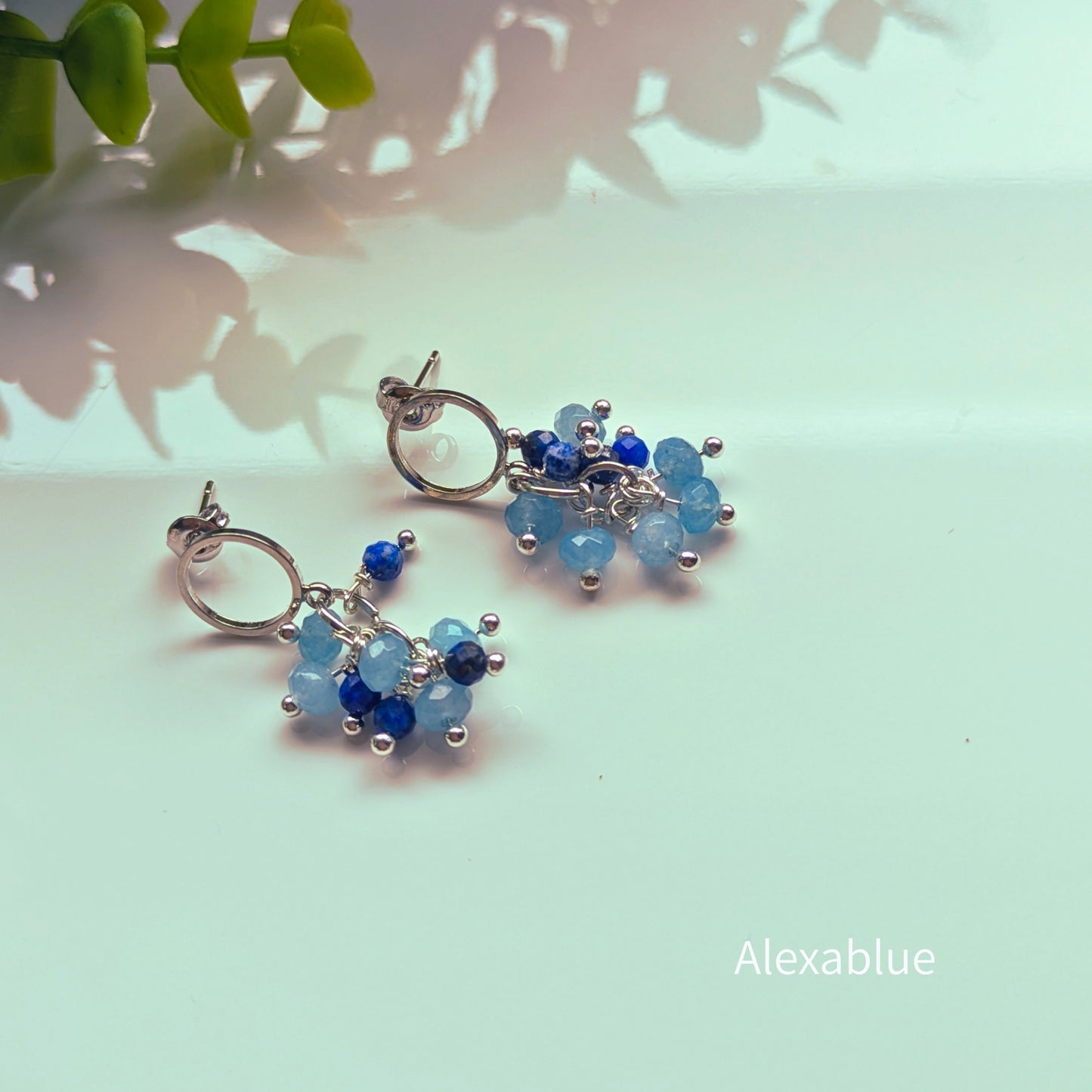 アクアマリン・ラピスラズリ ミックス天然石ピアス｜サージカルステンレス（金属アレルギー対応）［alexablue］