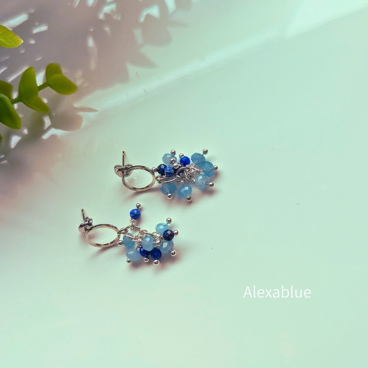 アクアマリン・ラピスラズリ ミックス天然石ピアス｜サージカルステンレス（金属アレルギー対応）［alexablue］