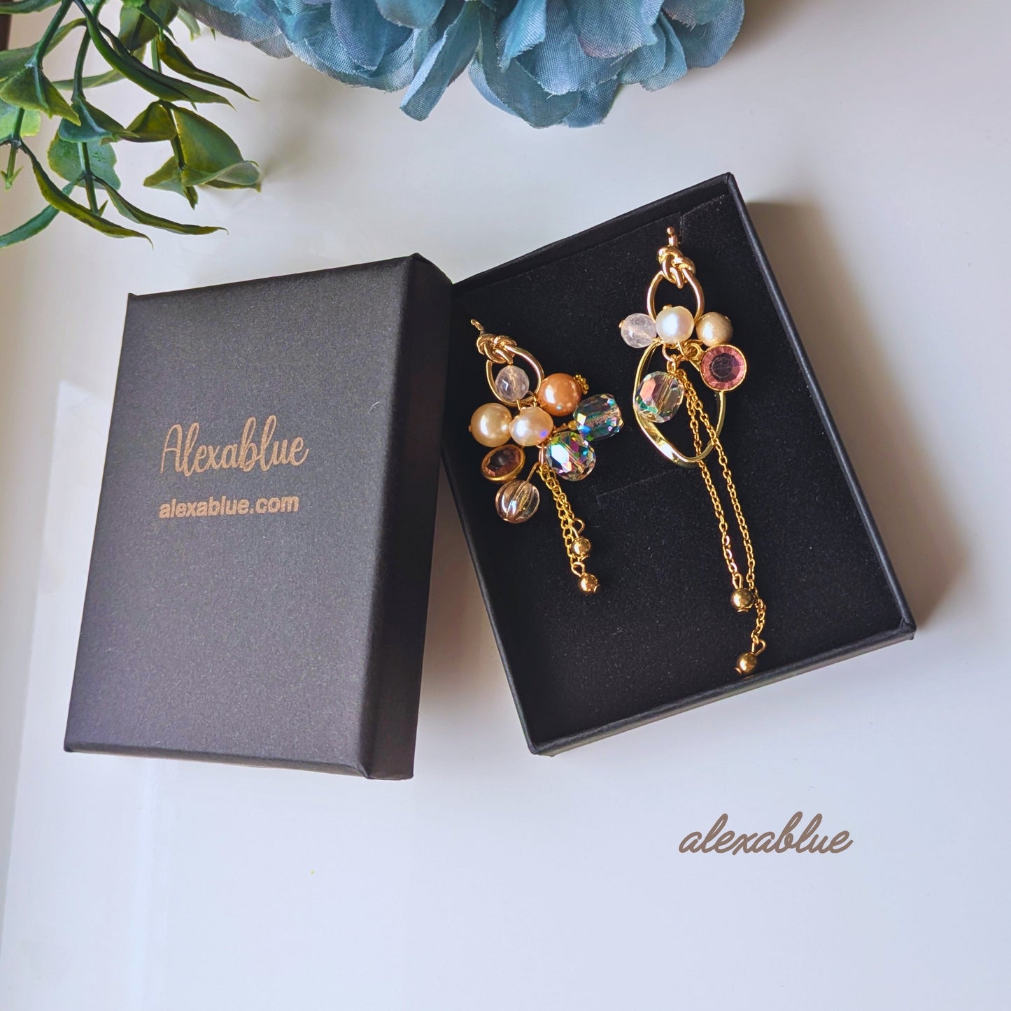 Blooming Rose | Rose Quartz × Pearl × Beads | Asymmetrical Earrings Sterling Silver 925 Post