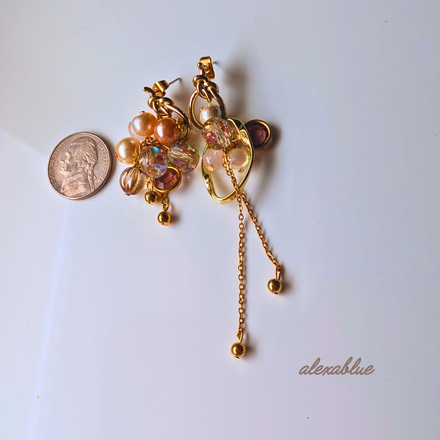 Blooming Rose | Rose Quartz × Pearl × Beads | Asymmetrical Earrings Sterling Silver 925 Post