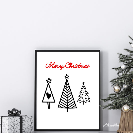 Simple Christmas Poster A4 Size Christmas Interior Poster