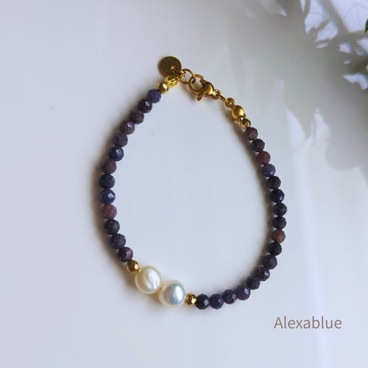 【3点セット / お得なセット】サファイア華奢ジュエリー3点セット（ネックレス・ピアス・ブレスレット）/ Sapphire Jewelry 3-Piece Gift Set