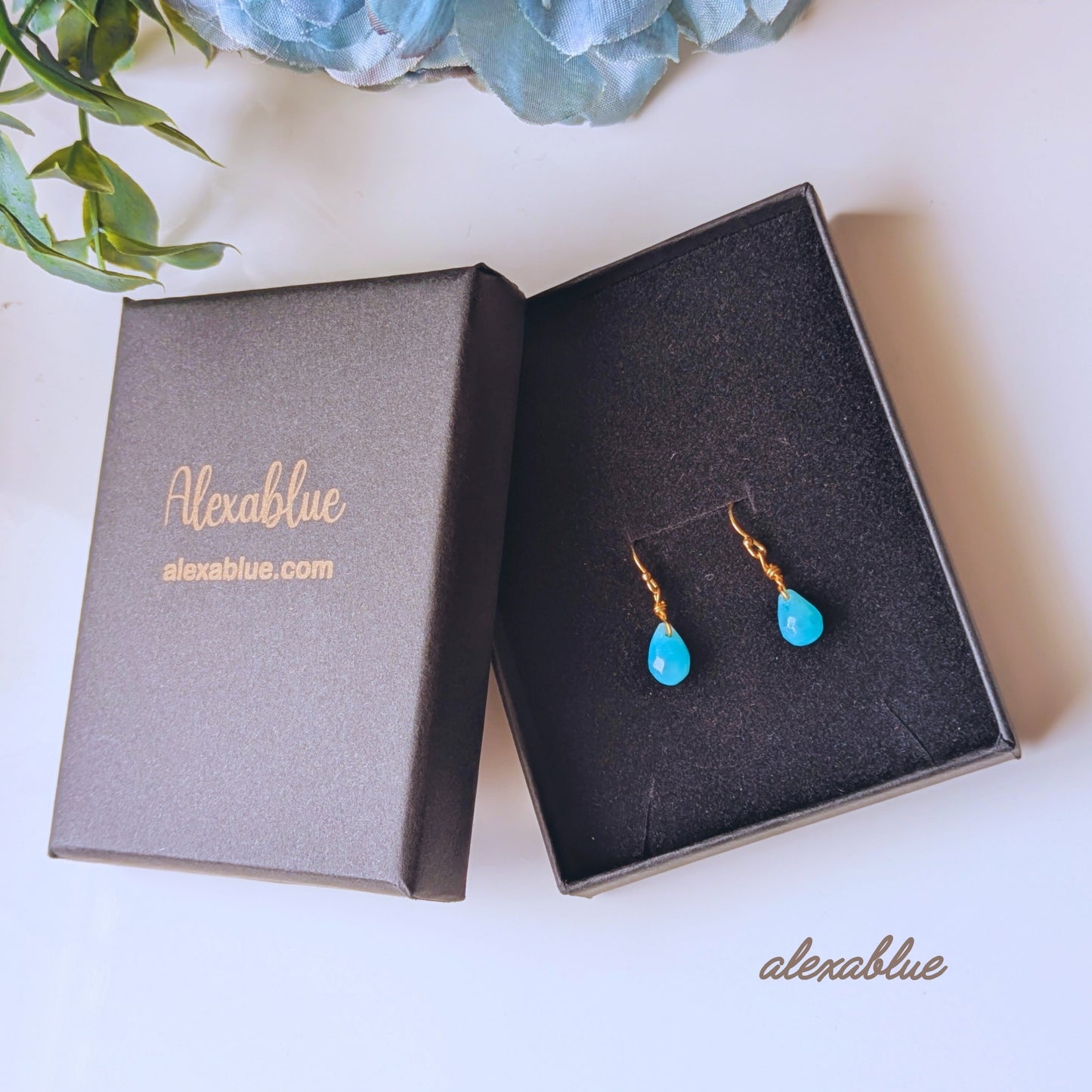 Amazonite Earrings K14gf | Natural Stone Earrings | Cute and Dainty | Hypoallergenic | Free Shipping | Free Gift Wrapping