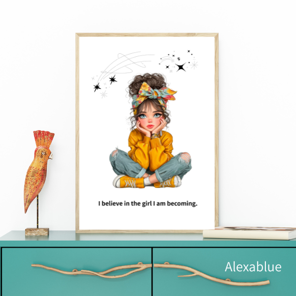Believe in Yourself｜Girly Affirmation Poster｜English Interior for Growth
