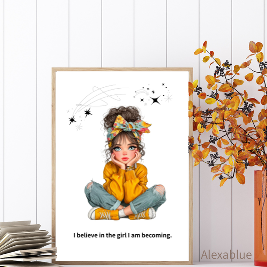 Believe in Yourself｜Girly Affirmation Poster｜English Interior for Growth