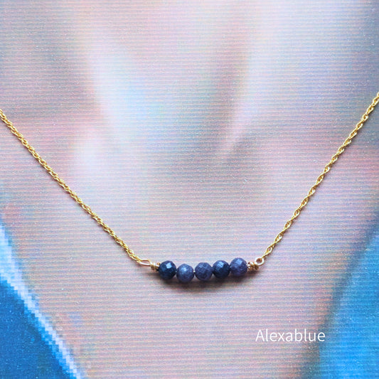 【K14GF】マダガスカル産サファイアの小粒華奢ネックレス / Madagascar Sapphire Minimalist Necklace