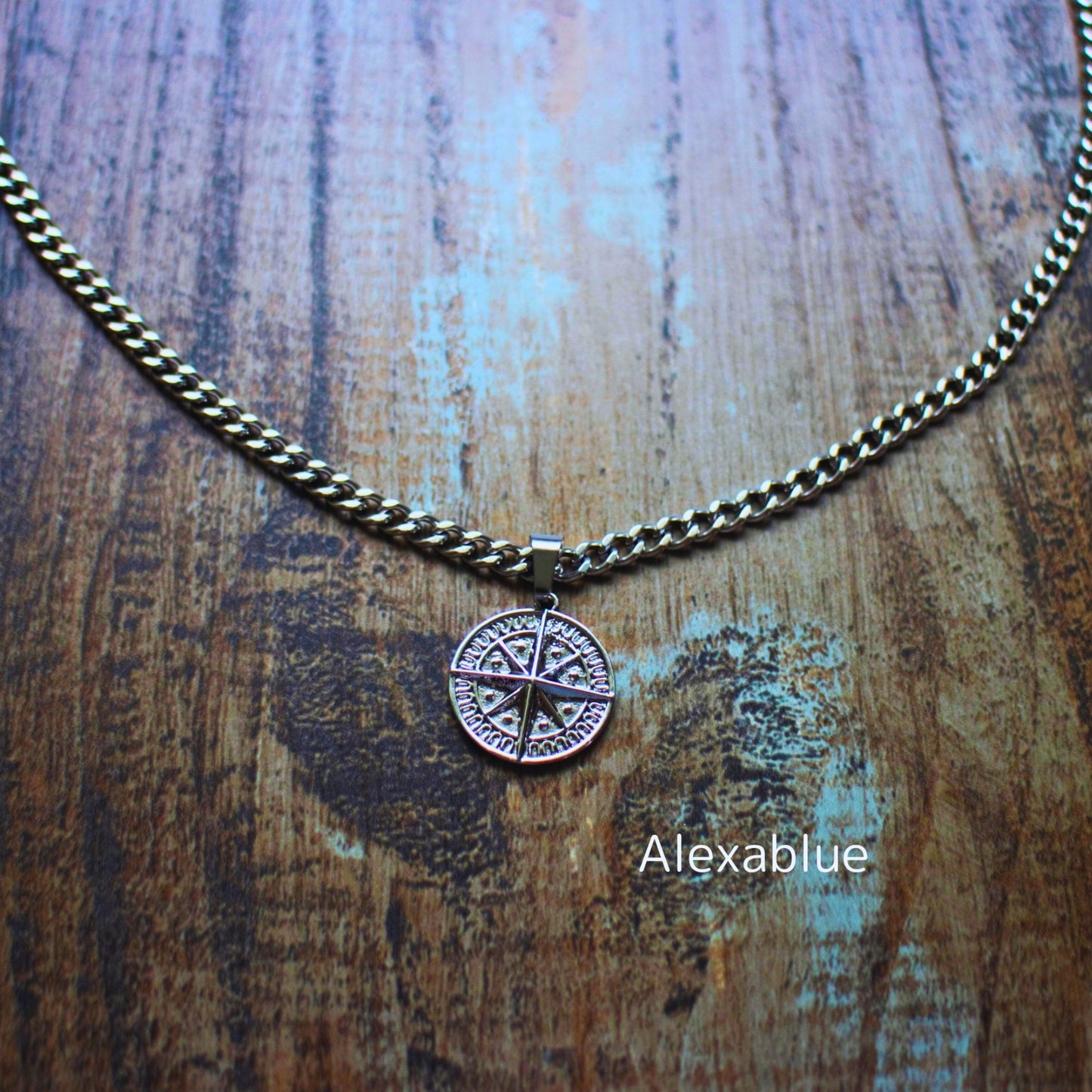 Compass & Onyx Silver Chain Necklace / メンズ シルバーアクセサリー
