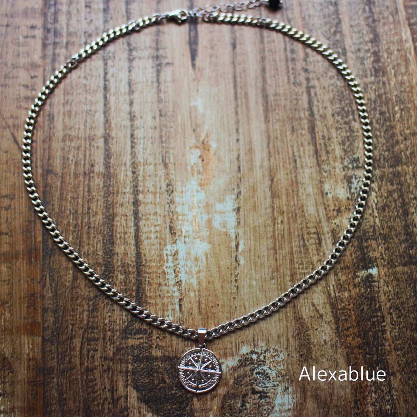 Compass & Onyx Silver Chain Necklace / メンズ シルバーアクセサリー